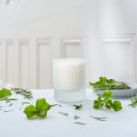 Rosemary and Geranium Frosted Glass Candle